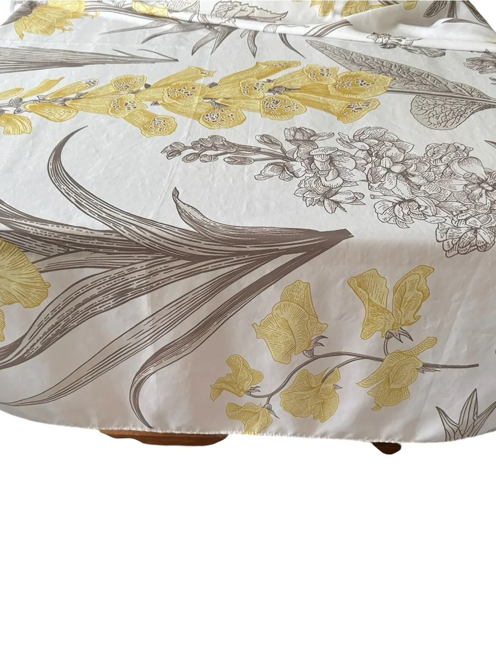 Mustard Gray Botanical Floral Tablecloth 60x84